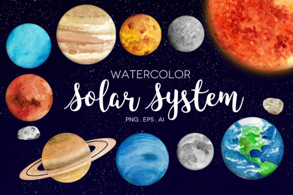 Download Watercolor Solar System Clipart - Art Collection