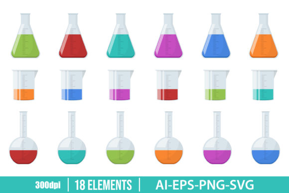 Download Laboratory Chemical Flask Clipart Set - Art Collection