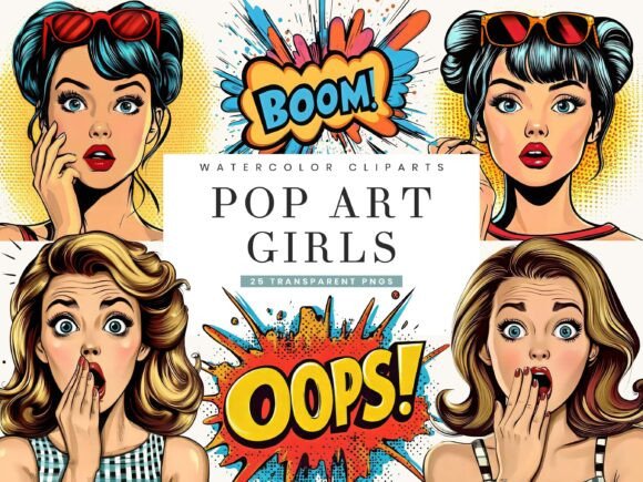 Download Retro Comic Style Pop Art Girls Clipart - Art Collection