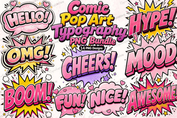 Download Comic Pop Art Typography PNG Bundle - Art Collection