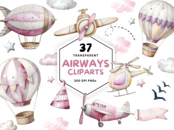 Download Pink Air Transport Watercolor Clipart - Art Collection