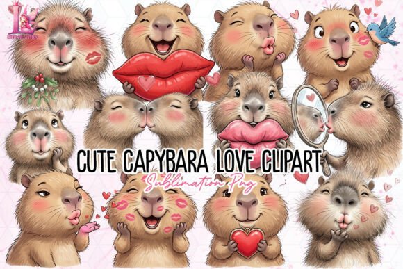 Download Cute Capybara Love Clipart PNG - Art Collection