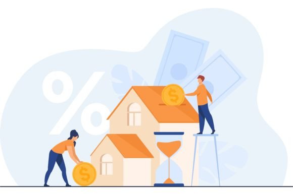 Download Tiny People Buying House in Debt Isolate - Buy Collection
