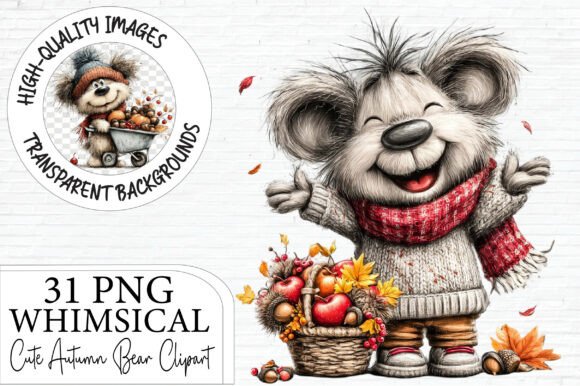 Download Whimsical Cute Autumn Bear PNG Clipart - Art Collection