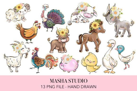 Download Farm Animals Clipart by Masha Studio - Art Collection