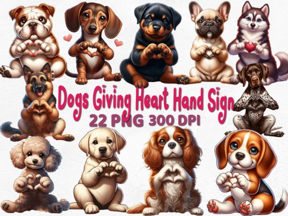 Download Dogs Giving Heart Hand Sign Sublimation - Art Collection