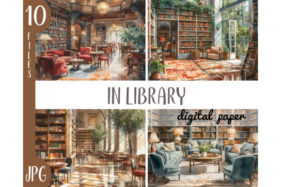 Download Watercolor Cozy Library Clipart - Books - Art Collection