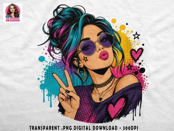 Download Neon Peace Girl | Pop Art PNG - Art Collection