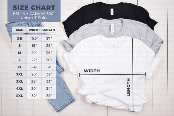 Download Bella Canvas 3001 Size Chart - Art Collection