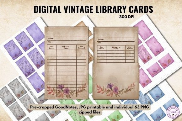 Download Vintage Library Cards Ephemera Clipart - Art Collection