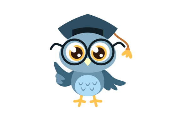 Download Cartoon Owl. Cute Clever Bird with Glass - Art Collection