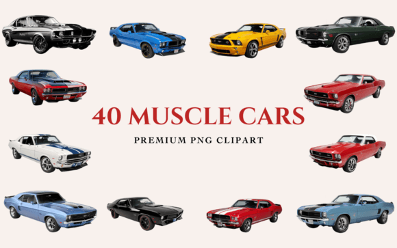Download 40 Muscle Cars Premium PNG Clipart - Art Collection