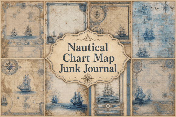 Download Nautical Chart Map Junk Journal - Art Collection
