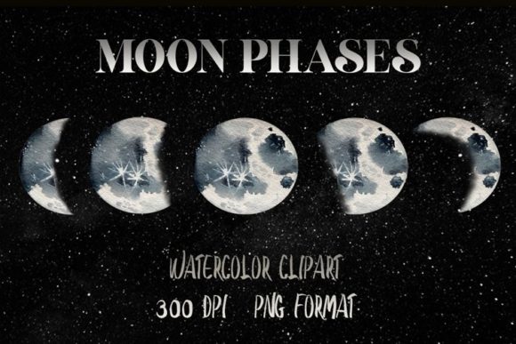 Download Moon Phases Watercolor Clipart - Art Collection