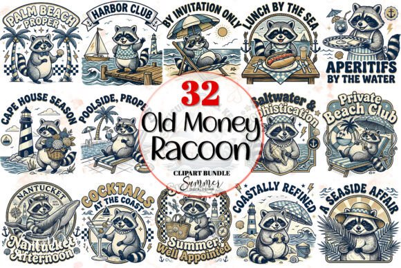 Download Old Money Raccoon Vintage Summer Clipart - Art Collection
