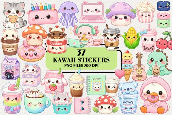Download Kawaii Cute Stickers Clipart Bundle - Art Collection