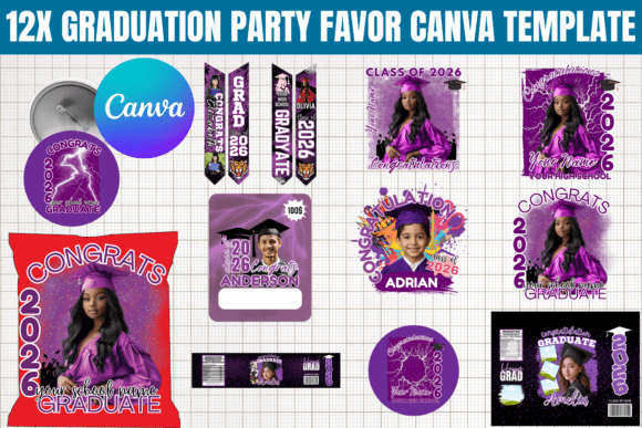 Download 12X Graduation Party Favor Template - Art Collection