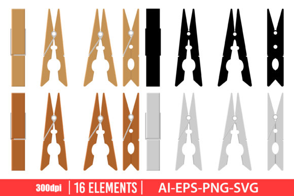 Download Clothes Pin Clipart Vector Design - Art Collection