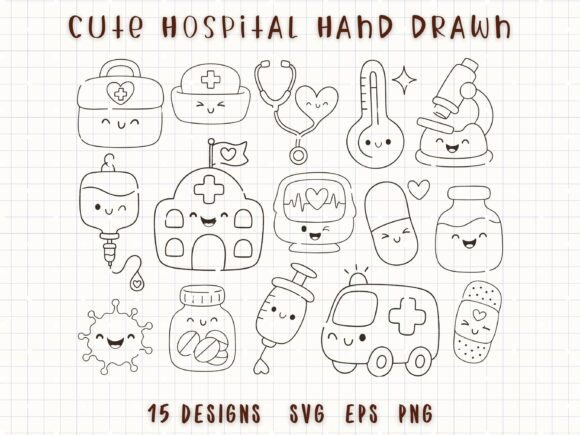 Download Cute Hospital Nurse Medical Line Art - Art Collection