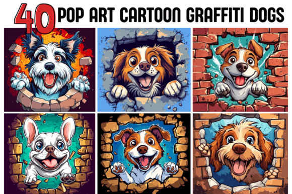 Download Pop Art Cartoon Graffiti Dogs - Art Collection