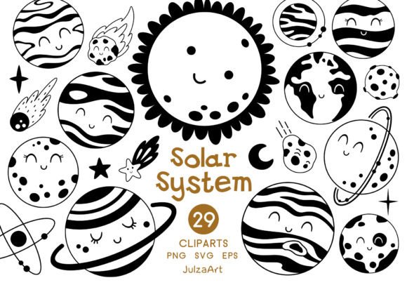 Download Solar System Clipart, Black Planets Svg - Art Collection