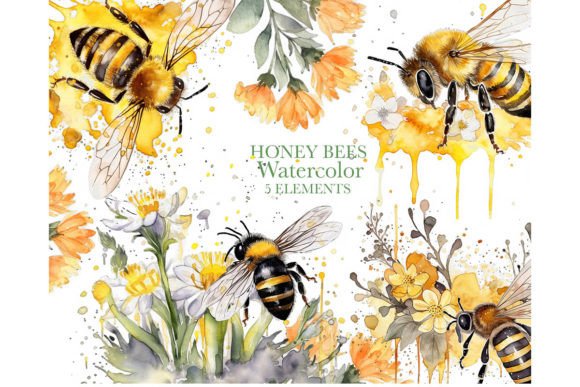 Download Watercolor Honey Bee, Nature Art - Art Collection