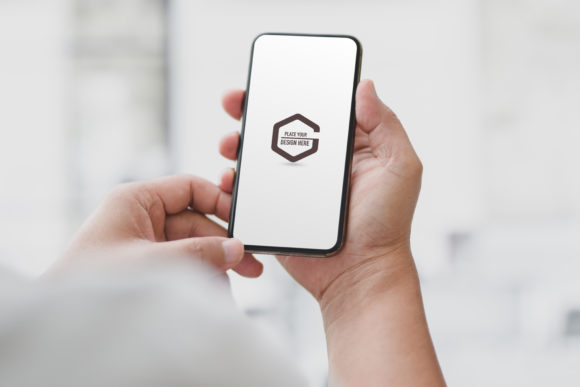 Download Business Man Holding Mock Up Smartphone - Art Collection