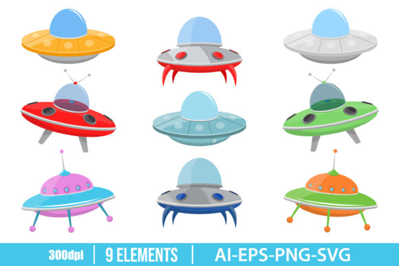 Download Ufo Spaceship Concept Clipart Set - Art Collection