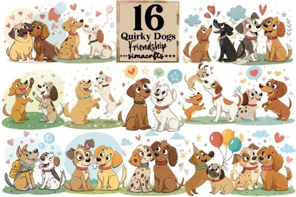 Download Quirky Dogs Friendship PNG Clipart - Art Collection
