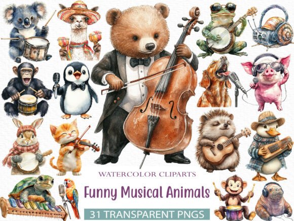 Download Funny Musical Animals Clipart - Art Collection