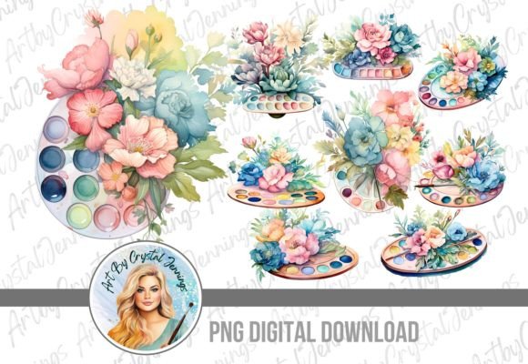 Download Floral Artist Paint Pallet Art PNG - Art Collection