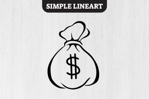 Download Simple Lineart Vector - Bag of Money - Art Collection